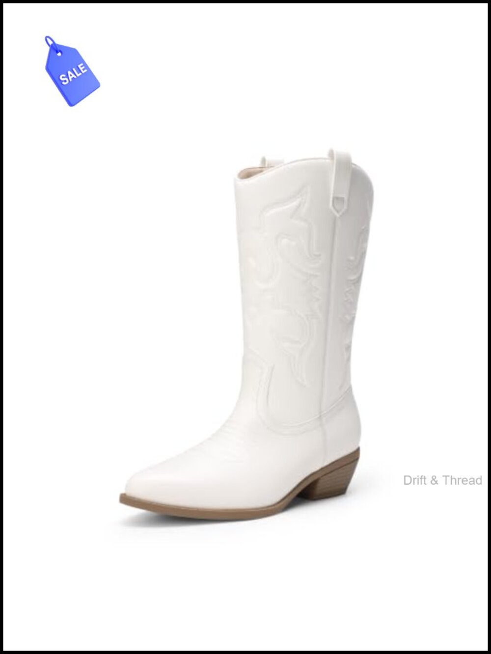 Women's Western Embroidered Pointed Toe Mid-Calf Boots